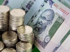 Rupee stretches gains, up 5 paise at 64.05